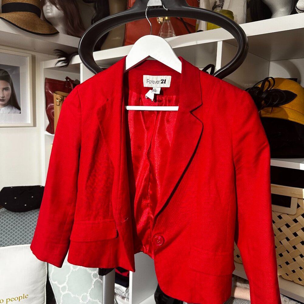 Forever 21, Red, Linen, Blazer